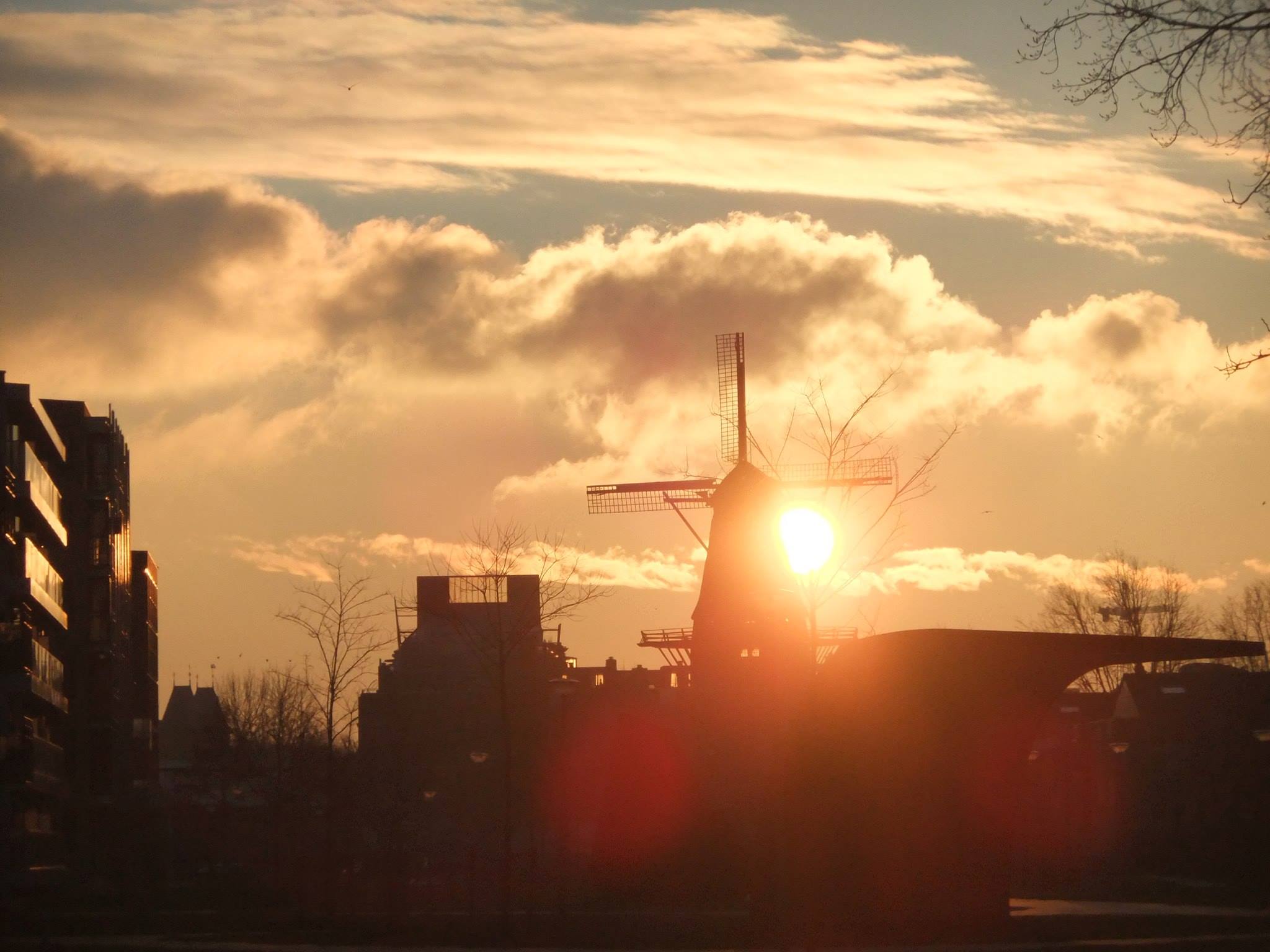 De Gooyer windmill at sunset